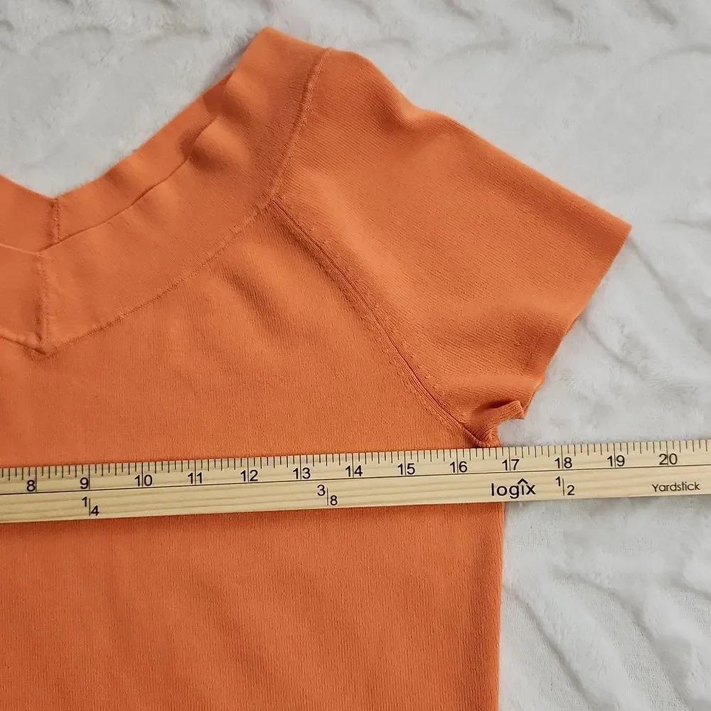 TALBOTS V neck Rayon blend top in orange - Picture 8 of 8
